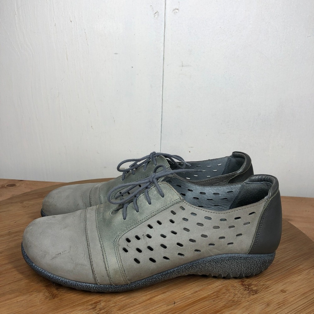 Naot Womens size 39 shoes Gray Perforated Leather Lalo Oxfords Casual sneakers